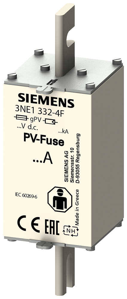 ELEMENTO DE FUSÍVEL PV COM CONTATOS DE FACA RANHURADOS NH2L IN: 400 A GPV 3NE13324F SIEMENS