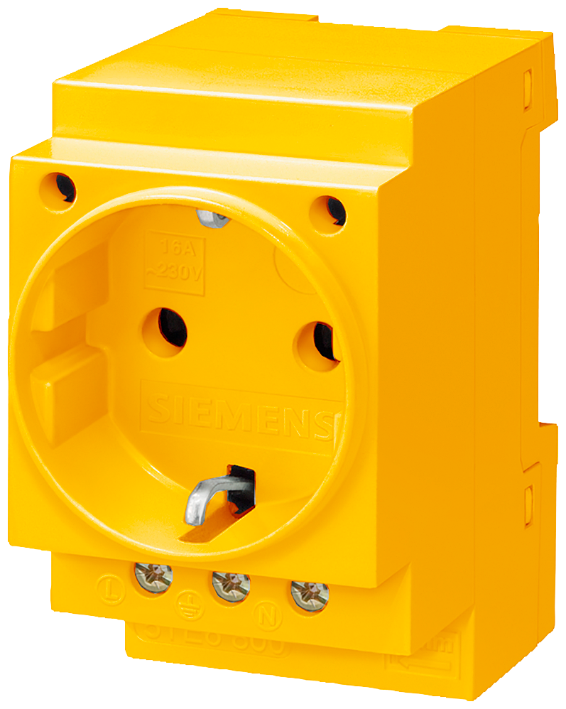 TOMADA SCHUKO 16A AMARELO SEGUNDO DIN VDE 0620 PARA INSTALAÇÃO DA DISTRIBUIÇÃO 5TE6810 SIEMENS