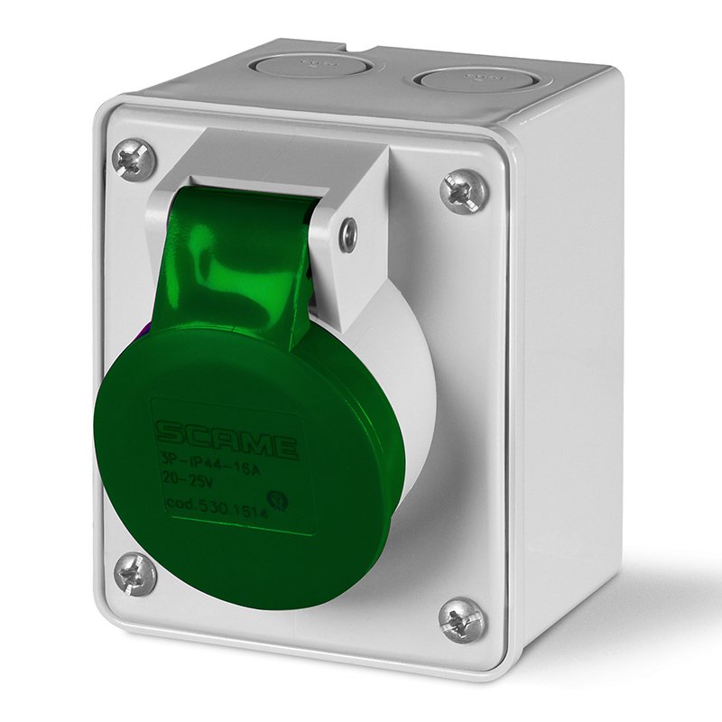 [Imagem do produto TOMADA DE EMBUTIR PAREDE 2P 16A <50V 2H IP44 530.16112 SCAME]