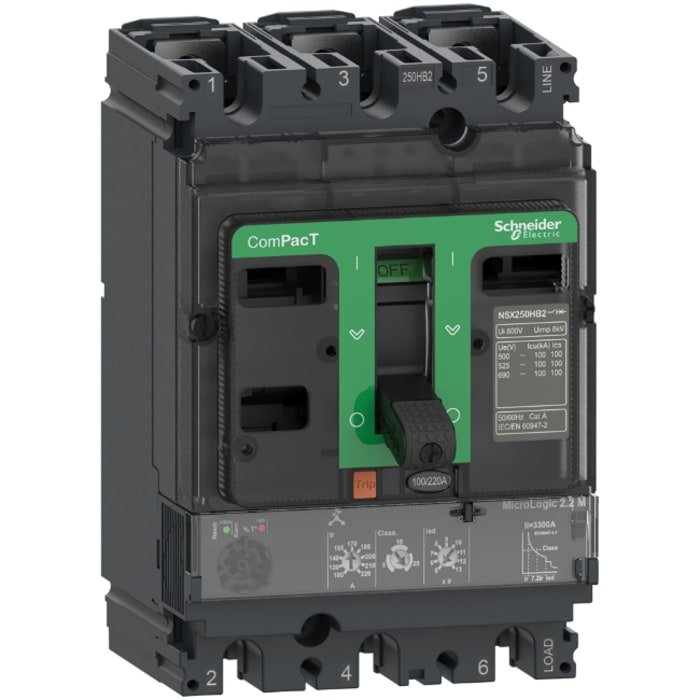 [Imagem DISJUNTOR NSX250H MICROLOGIC2.2M 150A 3P C25H32M150 SCHNEIDER]