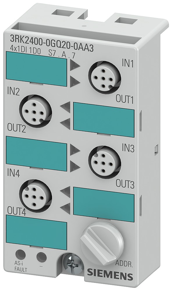 [Imagem do produto MODULO AS-I K45 3.0 IP67 4X1DI/1DO 200MA 3RK24000GQ200AA3 SIEMENS]