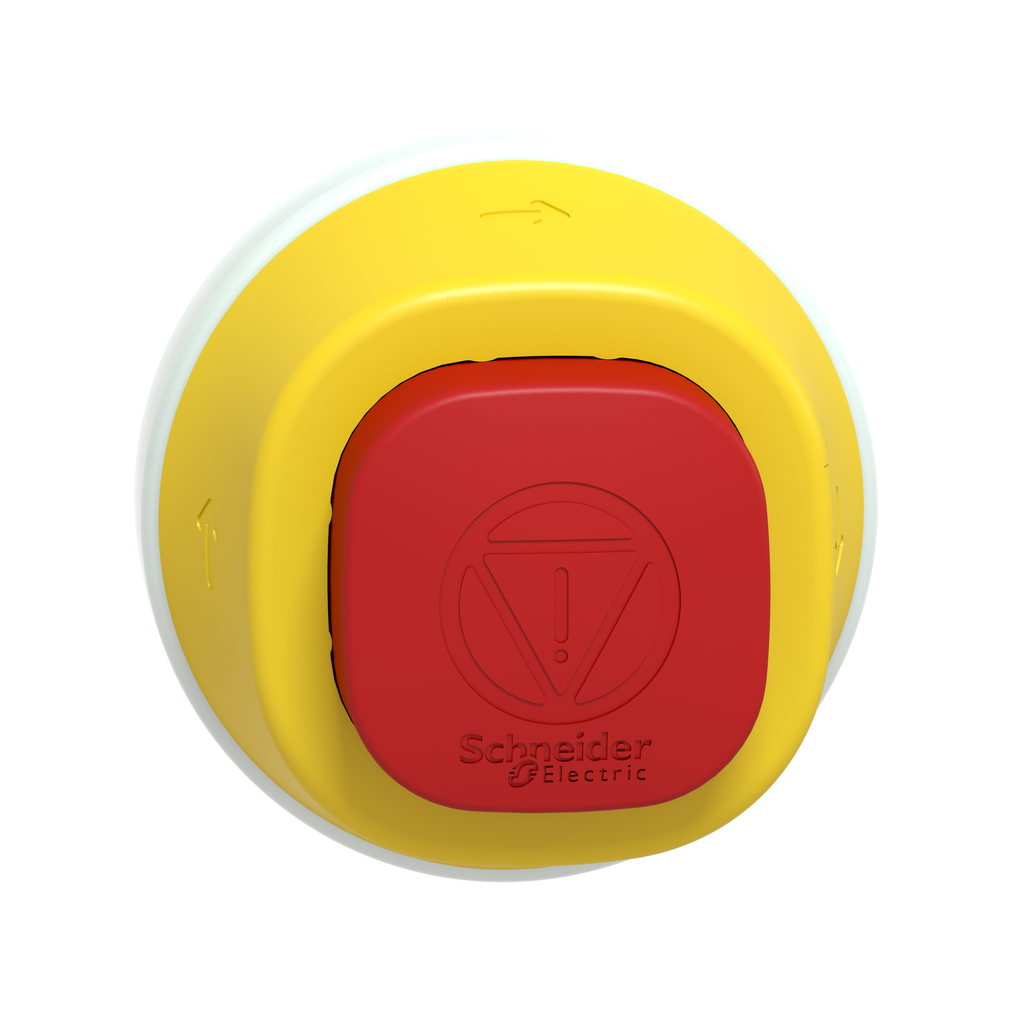 [Imagem CABEÇOTE DE BOTÃO DE PARADA DE EMERGÊNCIA LUMINOSO PLÁSTICO Ø22MM ANTIMICROBIANO GIRAR PARA DESTRAVAR LED VERMELHO 24VCA/CC ZB5AS84W2B SCHNEIDER]