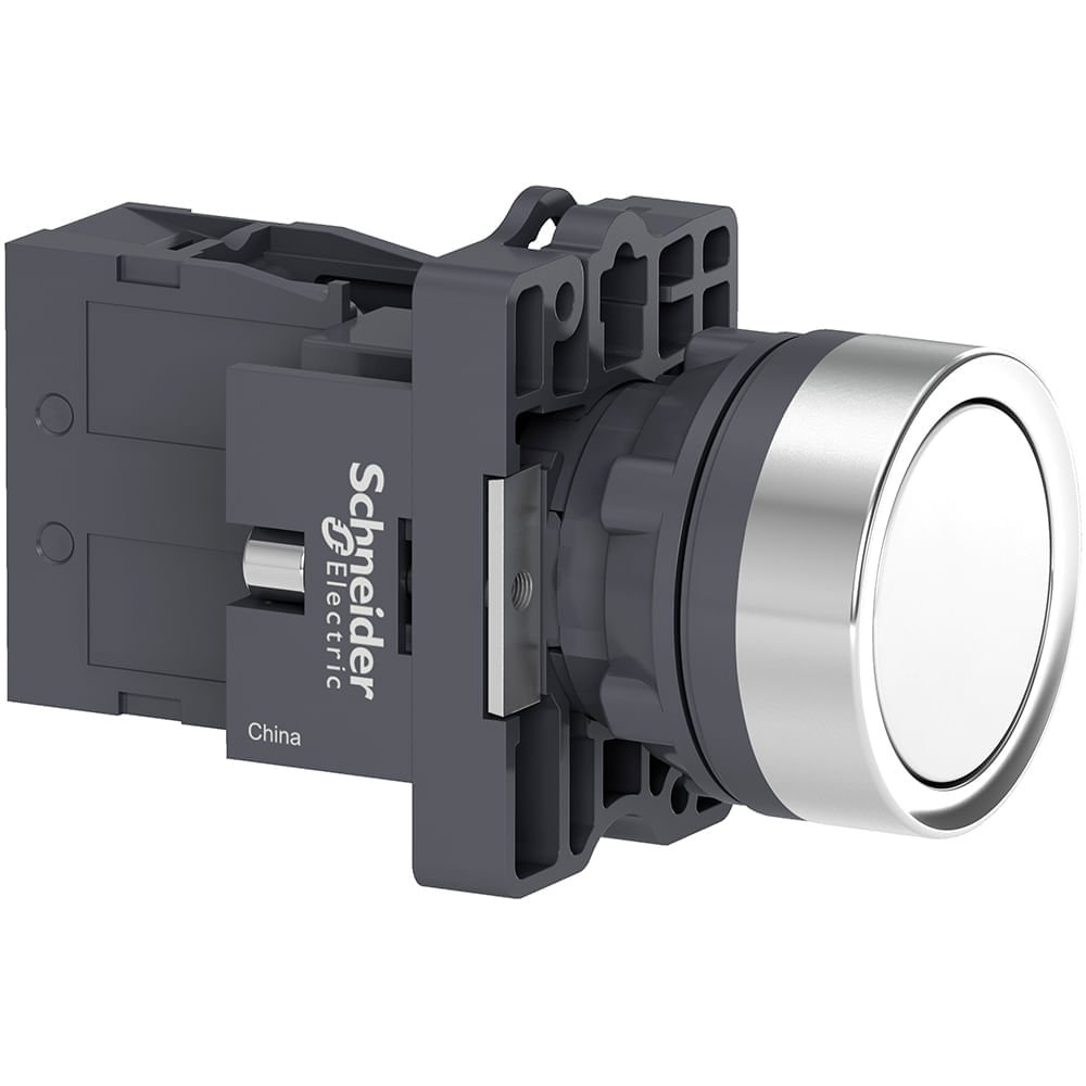4IND | BOTÃO Ø22MM PLÁSTICO COM RETENÇÃO BRANCO NA XA2EH011 SCHNEIDER
