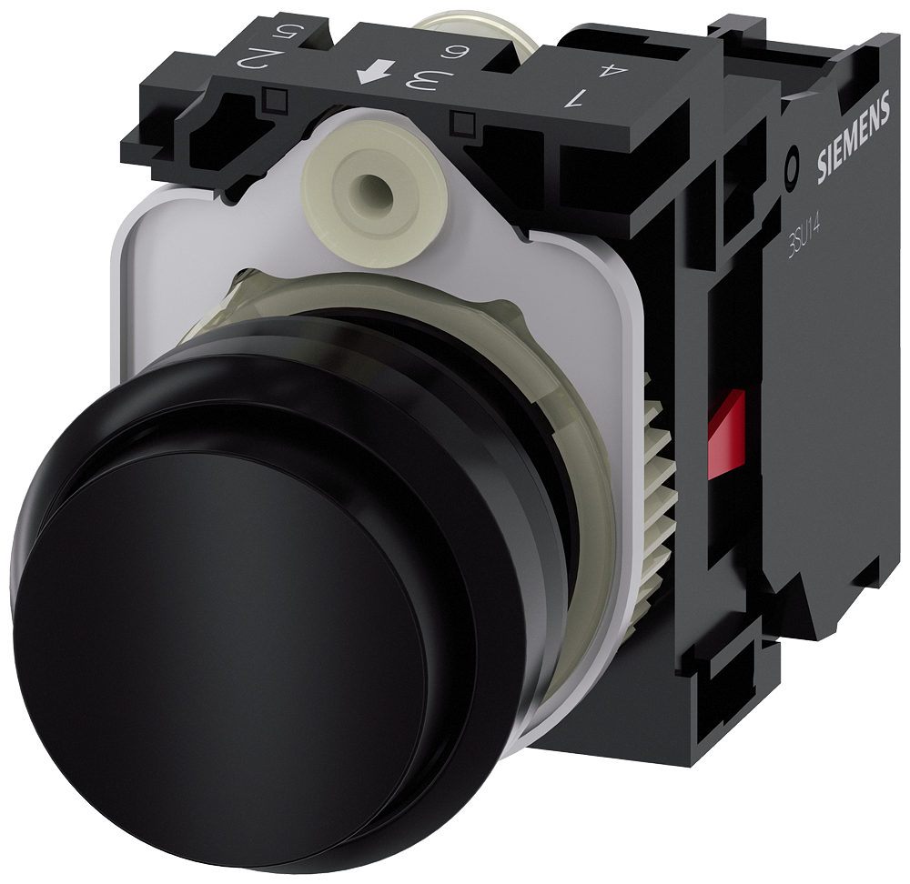 BOTÃO 22 MM REDONDO PLÁSTICO PRETO BOTÃO DE PRESSÃO ALTO RET 3SU11000BB101CA0-ZY19 SIEMENS
