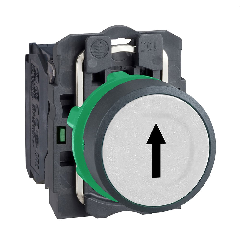 [Imagem BOTÃO Ø22MM PLÁSTICO RETORNO POR MOLA BRANCO NA XB5AA3341 SCHNEIDER]