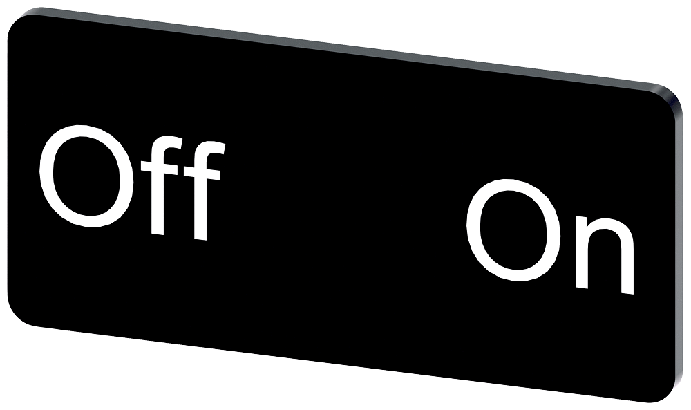 [Imagem do produto PLACA DE IDENTIFICAÇÃO 12,5X27MM, PLACA PRETO, INSCRIÇÃO: OFF-ON 3SU19000AC160DH0 SIEMENS]
