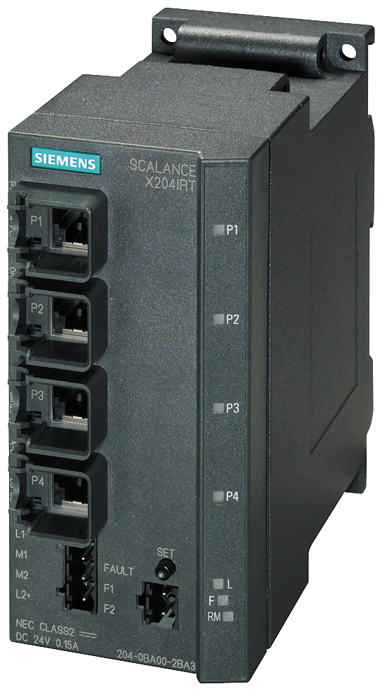 [Imagem SCALANCE X204IRT MANAG 4X10/100MBITS 6GK52040BA002BA3 SIEMENS]