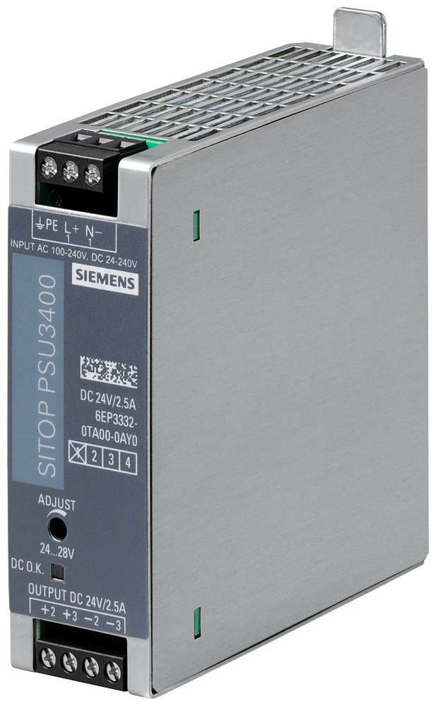 FONTE DE ALIMENTAÇÃO CORRENTE SITOP PSU3400 UNI CA 88-264 V CC 18-264 V/CC 24 V/2,5 A 6AG13320TA007AY0 SIEMENS