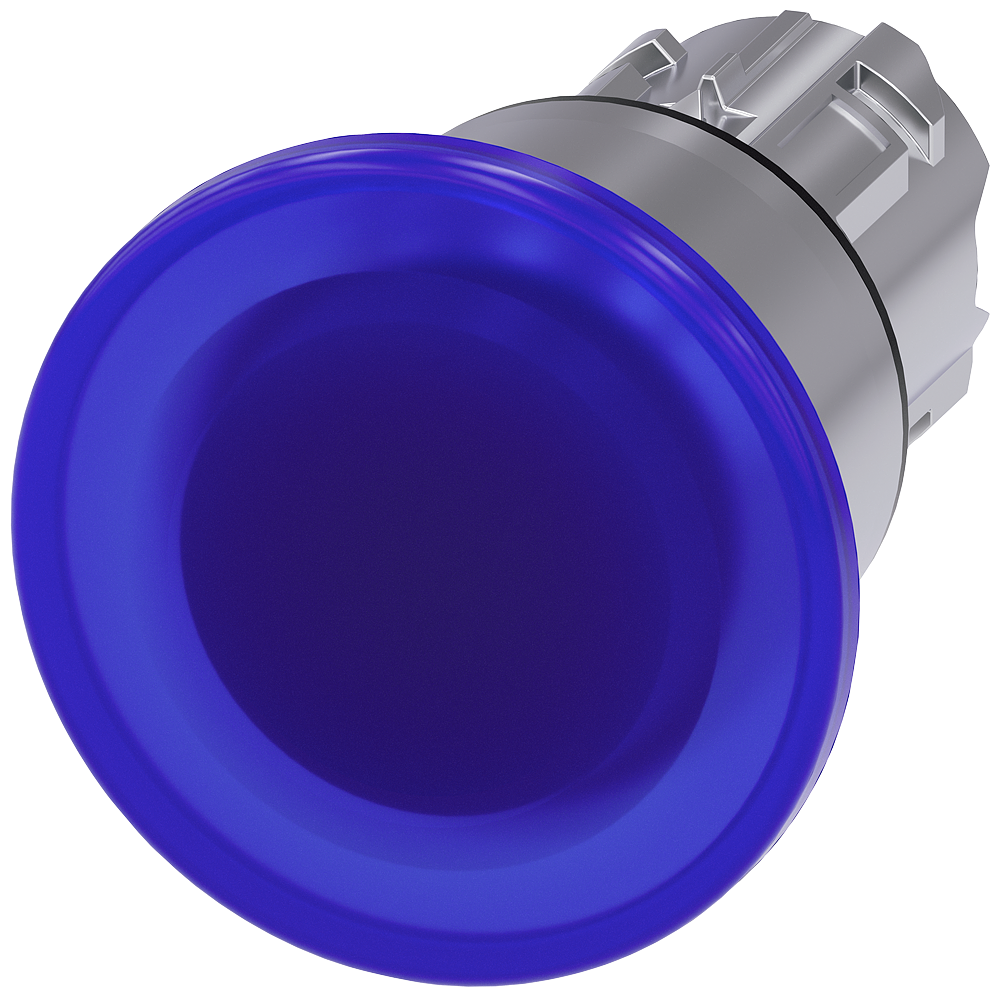 BOTÃO LUMINOSO EM FORMA DE COGUMELO 22 MM REDONDO METAL DE ALTO BRILHO A 3SU10511BA500AA0-ZX90 SIEMENS