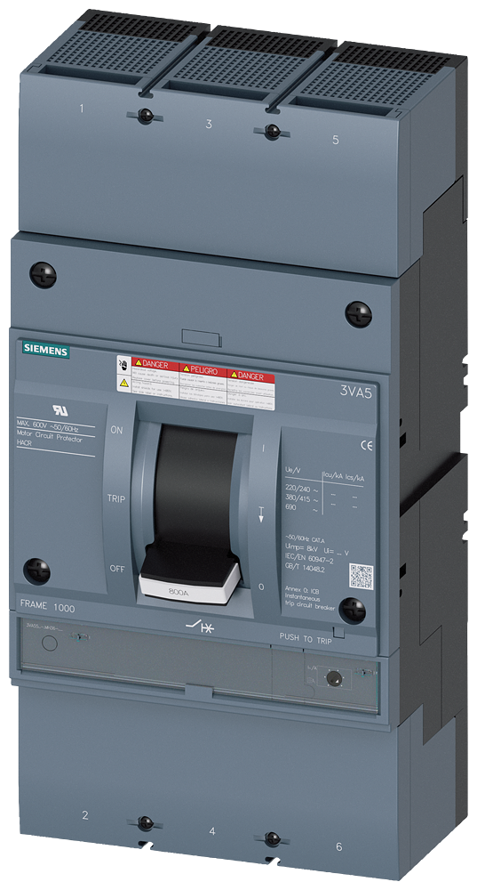 DISJUNTOR UL FRAME 800 800 A DE 3 POLOS TM AM ABOS DE AMB 3VA55801MH360AA0 SIEMENS