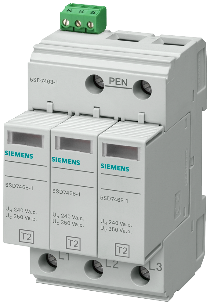 [Imagem PROTETOR CONTRA SURTOS TIPO 2 CLASSE DE REQUISITO C, UC 350V MÓDULOS DE PROTEÇÃO 5SD74631 SIEMENS]
