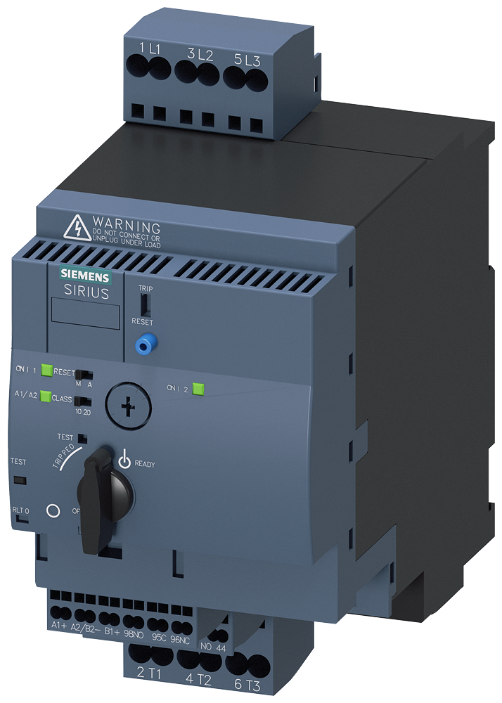 [Imagem do produto SIRIUS PARTIDA COMBINADA COMPACTA PARTIDA REVERSA 690 V, 24V CA/CC, 50-60HZ,  3RA62502BB32 SIEMENS]