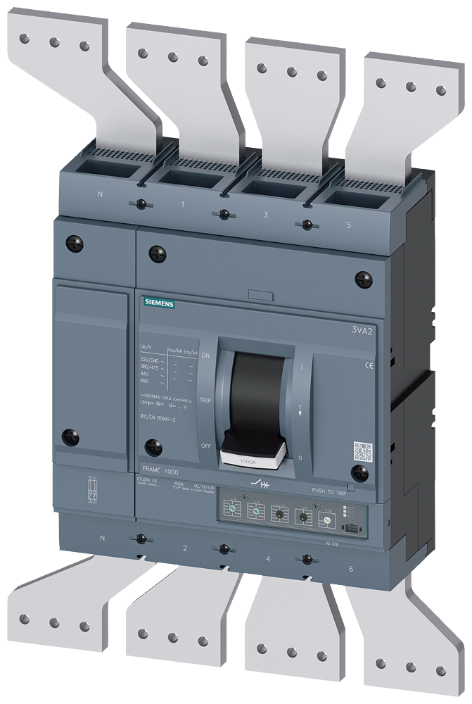 DISJUNTOR IEC FRAME 1250 1250 A DE 4 POLOS 110 KA ETU3 LSI 3VA26127HN420AA0 SIEMENS