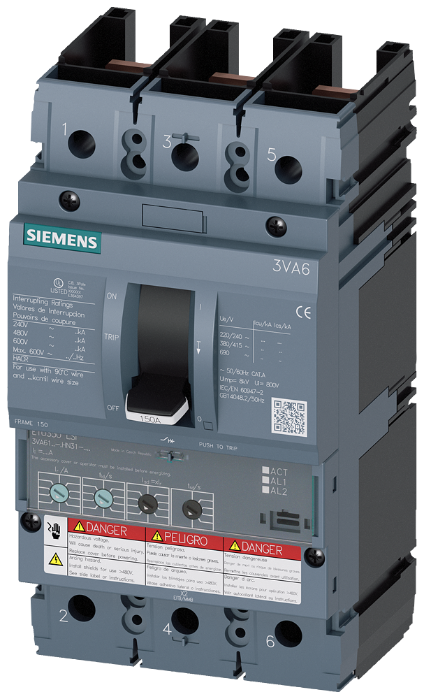 DISJUNTOR UL FRAME 150 40 A DE 3 POLOS 35 KA ETU3 LSI SEM CONEXÃO 3VA61405HN312AA0 SIEMENS