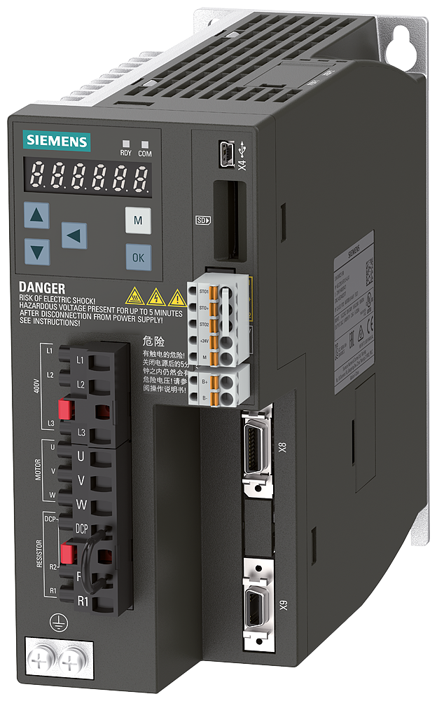 [Imagem SERVO DRIVE TRIFÁSICO 1KW 3A 380/480V 45/66HZ IP20 SINAMICS V90 6SL32105FE110UF0 SIEMENS]
