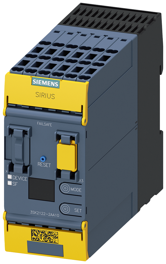 [Imagem do produto DISPOSITIVO DE COMUTAÇÃO DE SEGURANÇA SIRIUS EQUIPAMENTO DE BASE 3SK2 LINHA 2 3SK21222AA10 SIEMENS]