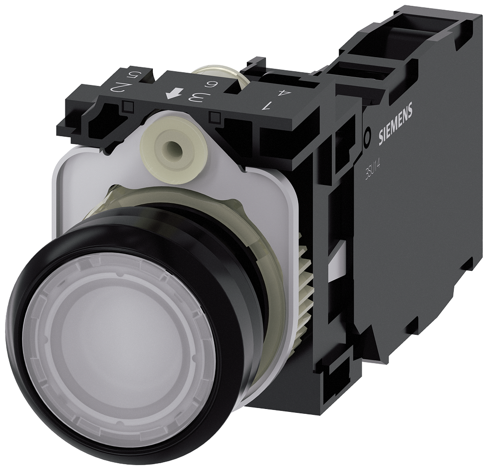 BOTÃO ILUMINADO 22 MM REDONDO PLÁSTICO BRANCO BOTÃO DE PRESSÃO PLANO T 3SU11030AB601FA0-ZY13 SIEMENS