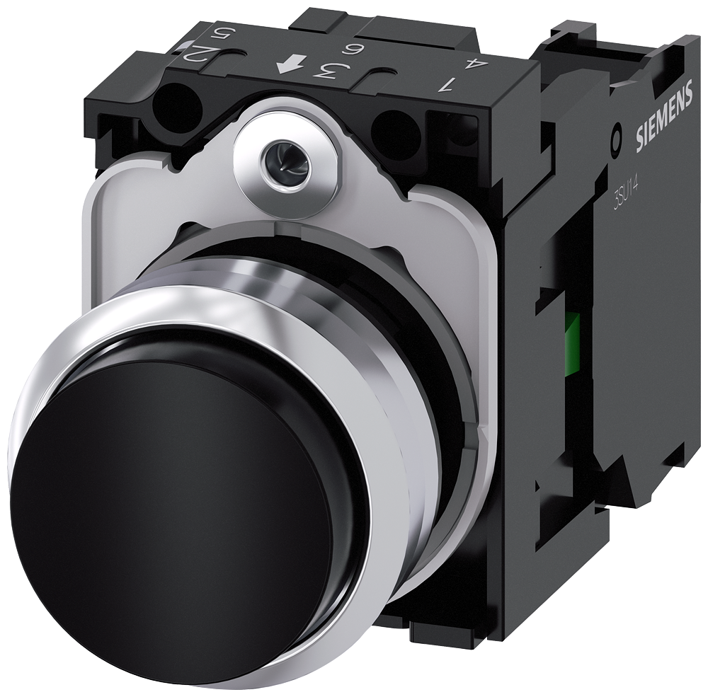 BOTÃO 22 MM REDONDO METAL DE ALTO BRILHO PRETO BOTÃO DE PRESSÃO ALTO 3SU11500BB101BA0-ZY11 SIEMENS