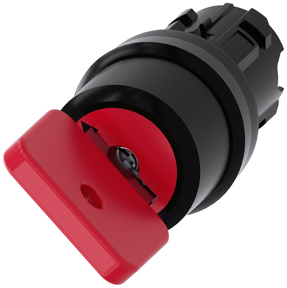 [Imagem do produto INTERRUPTOR DE CHAVE O.M.R, 22MM, REDONDO, PLÁSTICO, VERMELHO, RETIRADA DA CH 3SU10004FF110AA0 SIEMENS]