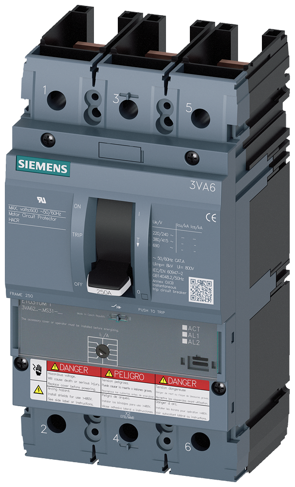DISJUNTOR UL FRAME 150 110 A DE 3 POLOS ETU3 AM SEM CONEXÃO 3VA62111MS310AA0 SIEMENS