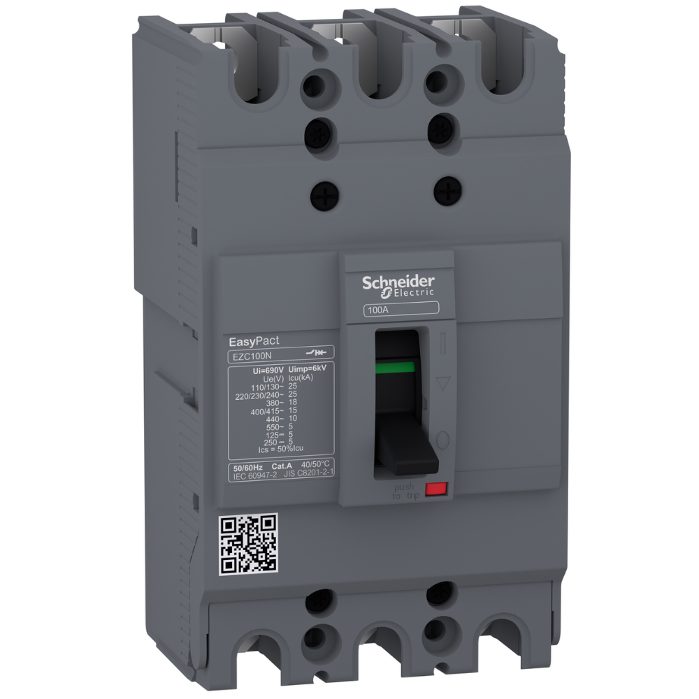 [Imagem DISJUNTOR CAIXA MOLDADA TRIPOLAR 6KV 100A EZC100N EZC100N3100 SCHNEIDER]