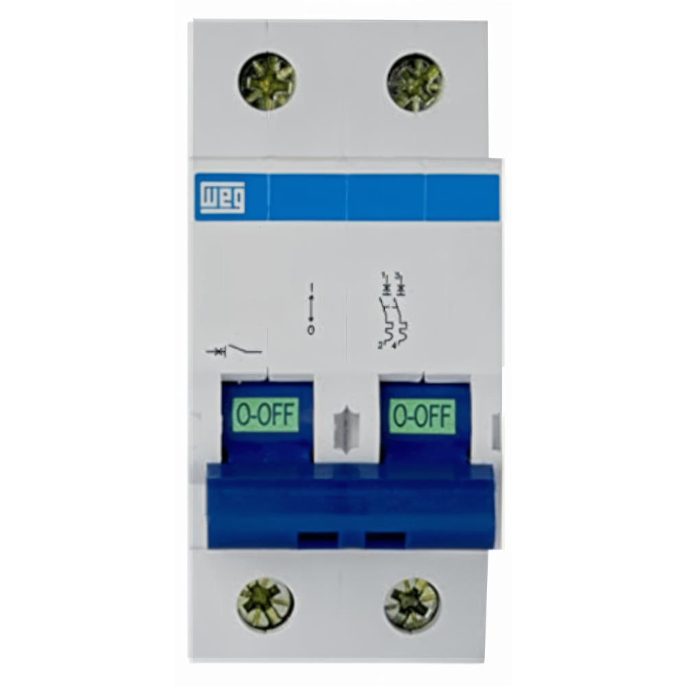 [Imagem DISJUNTOR MINI BIPOLAR 5KA 16A 230/400VCA 50/60HZ MDWC162 10076415 WEG]