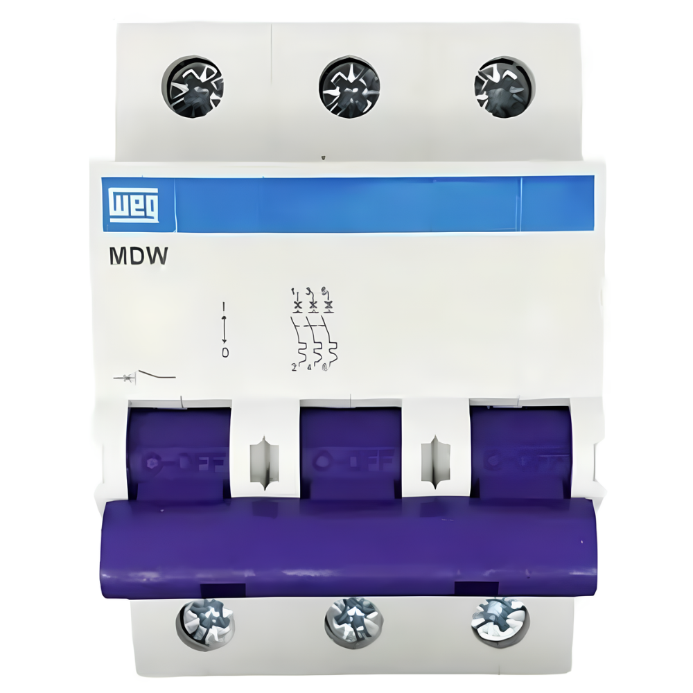 [Imagem DISJUNTOR MINI TRIPOLAR 5KA 25A 230/400VCA 50/60HZ MDWC253 10076433 WEG]