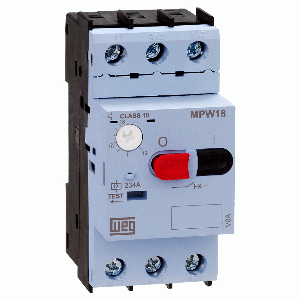 [Imagem DISJUNTOR MOTOR AZUL 18A MPW183D016 12429368 WEG]