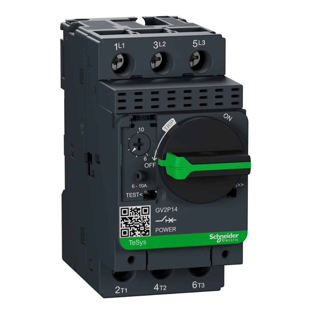 [Imagem DISJUNTOR MOTOR TESYS GV2 610A MANOPLA ROTATIVA GV2P14 SCHNEIDER]