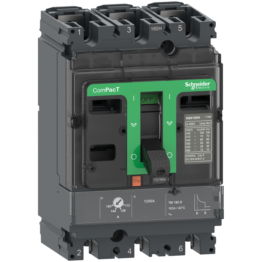 [Imagem DISJUNTOR NSX160N TM160D 3P3D C16N3TM160 SCHNEIDER]