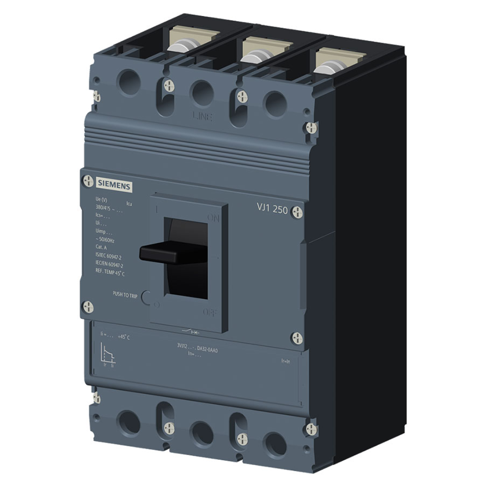 [Imagem DISJUNTOR TRIPOLAR 160A 18KA 380V FIXO/FIXO 3VJ12 3VJ12161DA320AA0 SIEMENS]
