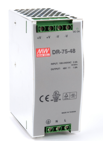 [Imagem do produto FONTE ALIMENTACAO E-85-264VCA/120-370VCC S-48VCC 1,6A 77W DR7548 MEAN WELL]