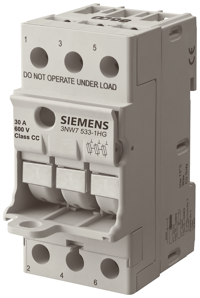 SUPORTE DE FUSÍVEL CLASSE CC 3 POLOS IN: 30 A UN CA: 600 V 3NW75331HG SIEMENS