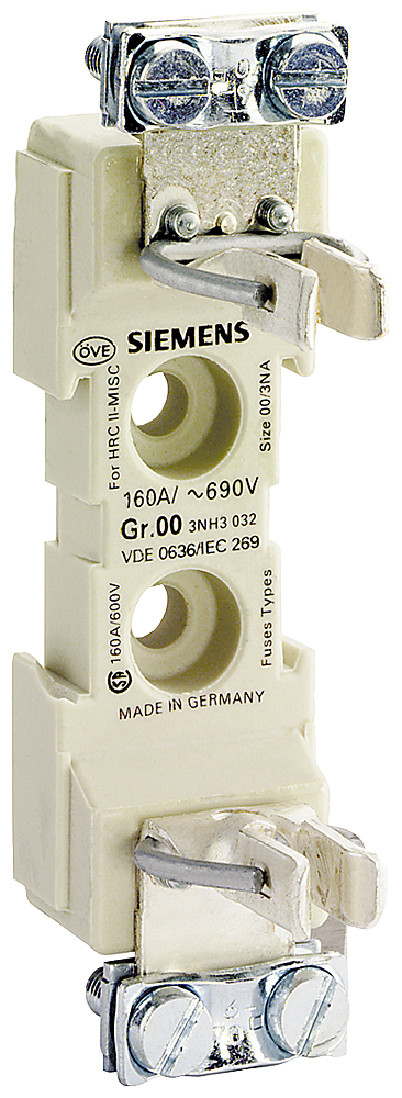 ADAPTADOR PARA FUSÍVEIS PARA BAIXA TENSÃO E ALTA POTÊNCIA TAM. 00 DE 1 POLO 3NH3032 SIEMENS