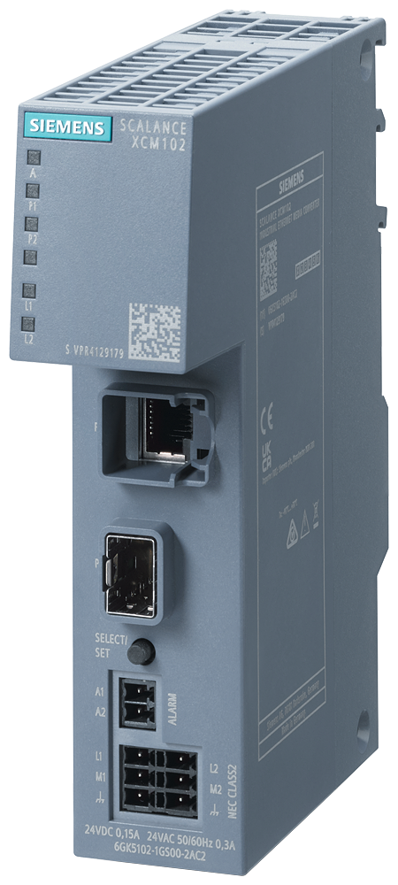 [Imagem SCALANCE XCM102, CONVERSOR MÍDIA IE 1X 10/100/1000 MBIT/S RJ45, 1X 1 GBIT/S SFP 6GK51021GS002AC2 SIEMENS]