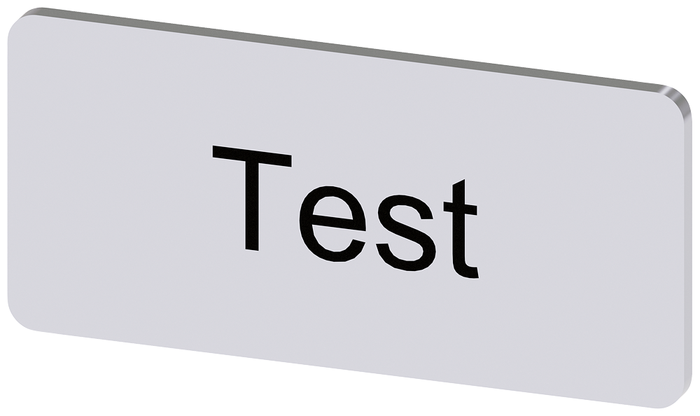 [Imagem do produto PLACA DE IDENTIFICAÇÃO 12,5X27MM, PLACA PRATA, INSCRIÇÃO: TESTE 3SU19000AC810DV0 SIEMENS]