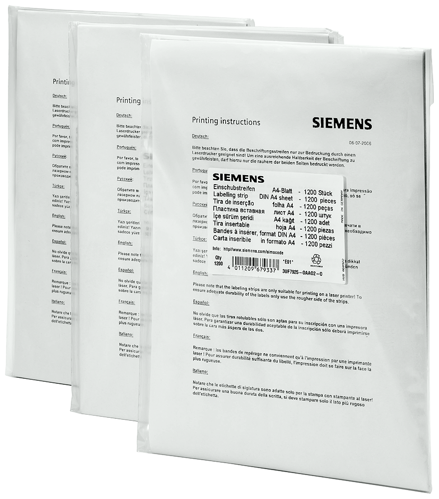 TIRA DE ETIQUETA IDENTIFICATIVA PARA UNIDADE DE COMANDO COM DISPLAY 3UF721 3UF79250AA010 SIEMENS
