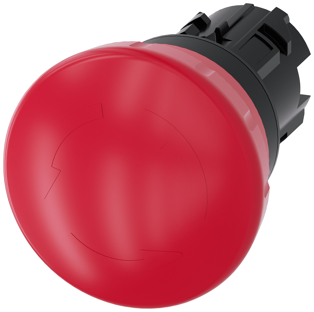 BOTÃO DE PRESSÃO DE PARADA DE EMERGÊNCIA EM FORMA DE COGUMELO 22 MM REDONDO 3SU10001LB200AA0-ZX90 SIEMENS