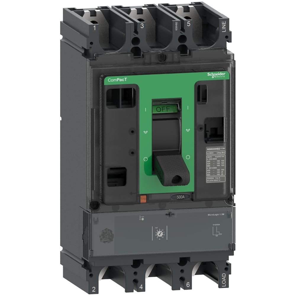 [Imagem DISJUNTOR CAIXA MOLDADA TRIPOLAR MICROLOGIC 1.3M NSX400H C40H31M320 SCHNEIDER]