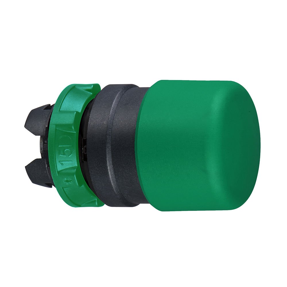 [Imagem CABEÇOTE PARA BOTÃO Ø22MM PLÁSTICO RETORNO POR MOLA COGUMELO Ø30MM VERDE ZB5AC34 SCHNEIDER]
