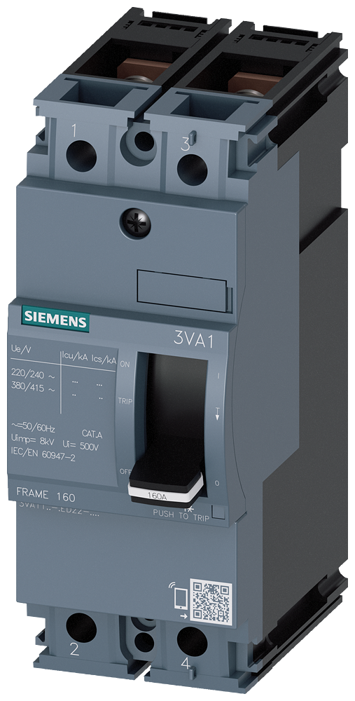 [Imagem do produto DISJUNTOR 2P 125A 55KA 380V TM210 FTFM 3VA11 3VA11125ED220AA0 SIEMENS]