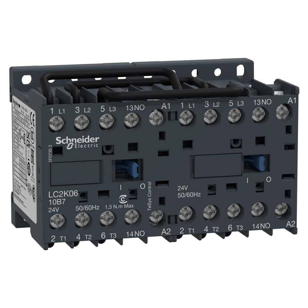 [Imagem do produto CHAVE REVERSORA TRIPOLAR TESYS K 9A 1NA 24VCA LC2K0910B7 SCHNEIDER]