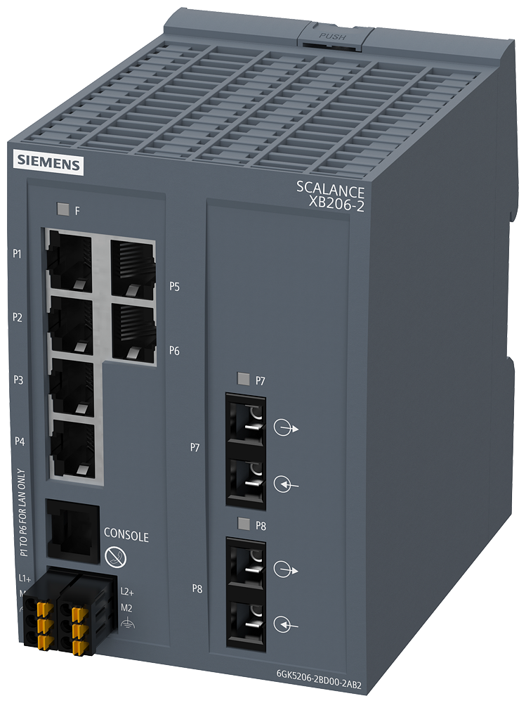[Imagem SCALANCE XB206-3, SWITCH GER. CAMADA 2, 6X RJ45, 3X SC MULTIMODO, DEF: PN IO 6GK52062BD002AB2 SIEMENS]