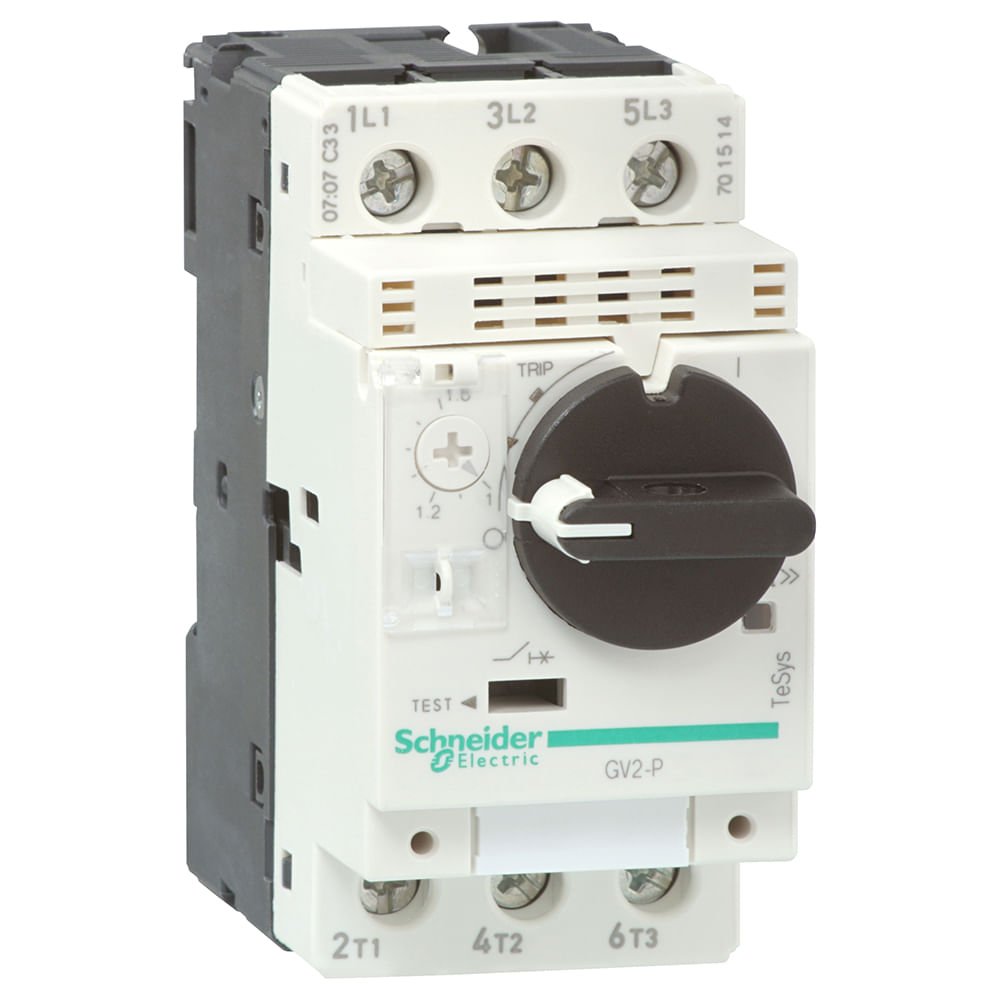 [Imagem DISJUNTOR MOTOR TESYS GV2 0.160.25A MANOPLA ROTATIVA GV2P02 SCHNEIDER]