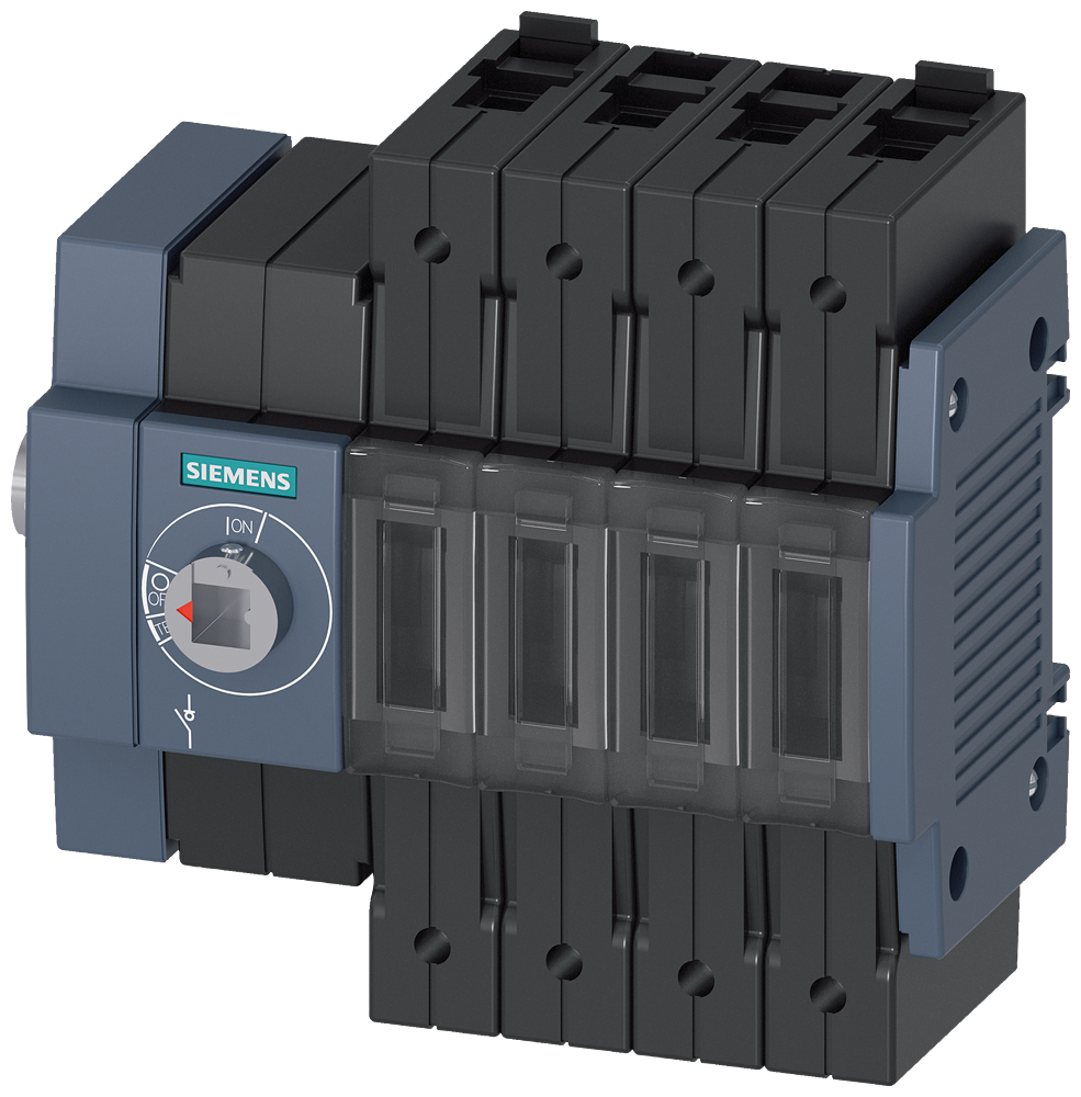 SECCIONADOR DE CORTE EM CARGA 63A TAM. 1 DE 4 POLOS ACIONAMENTO LATERAL ESQ 3KD26442ME100 SIEMENS