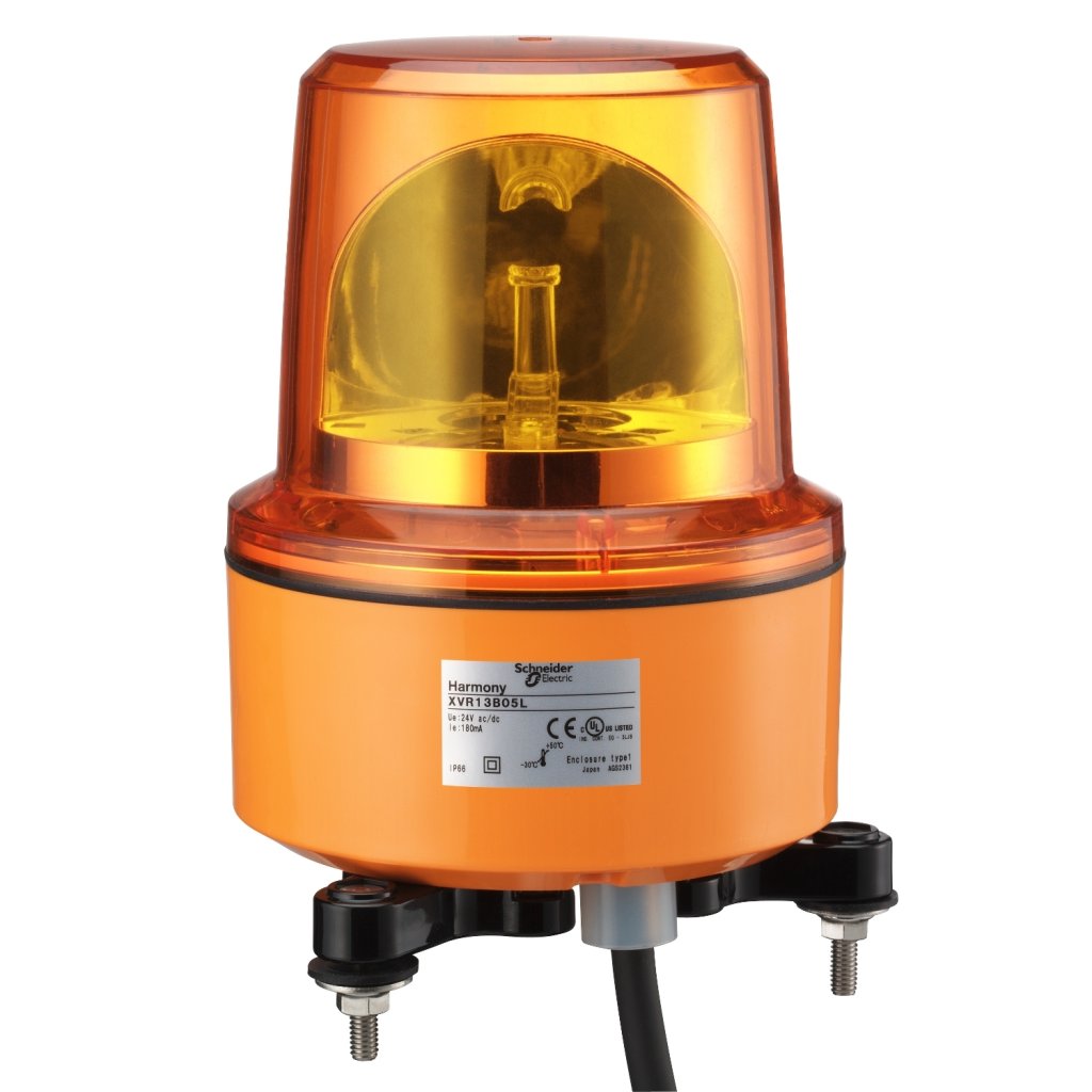 [Imagem FAROL ROTATIVO COM LAMPADA LED AMARELA 220VCA D130MM XVR13M05L SCHNEIDER]