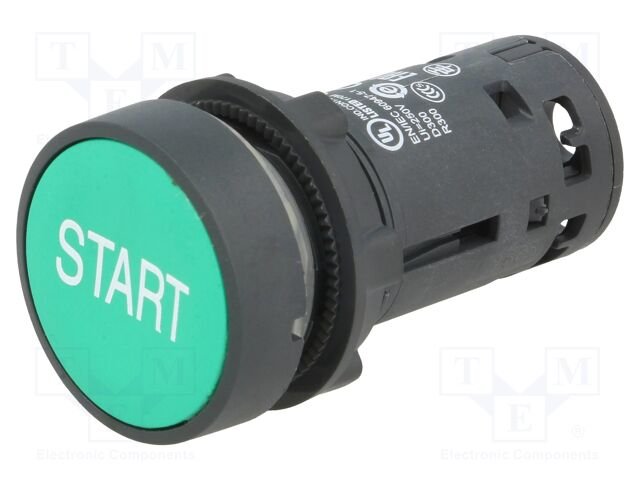 [Imagem BOTÃO MONOBLOCO Ø22MM PLÁSTICO RETORNO POR MOLA VERDE START NA XB7NA3133 SCHNEIDER]