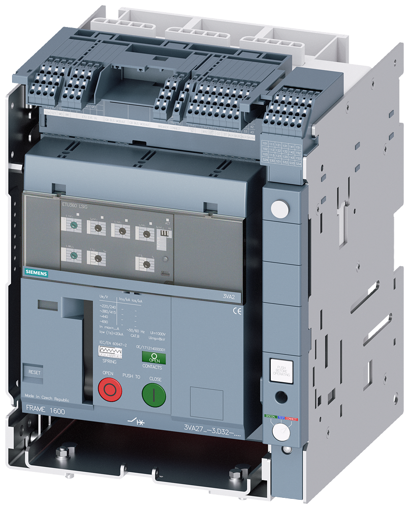 [Imagem DISJUNTOR COM ALAVANCA BASCULANTE DISJUNTOR COM QUADRO-GUIA E PSS FRAME 1600;... 3VA27801AD323GA6 SIEMENS]