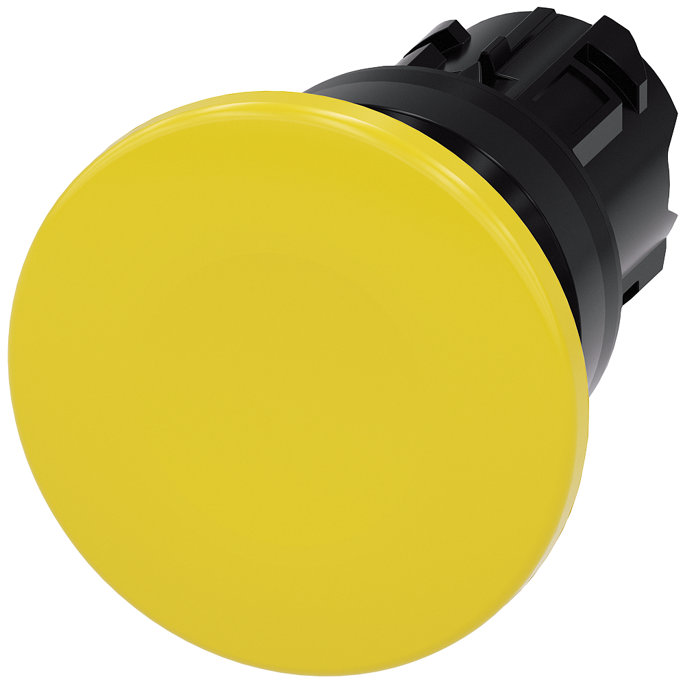 BOTÃO TIPO COGUMELO 22 MM REDONDO PLÁSTICO AMARELO 40 MM RETO 3SU10001BD300AA0-ZY15 SIEMENS
