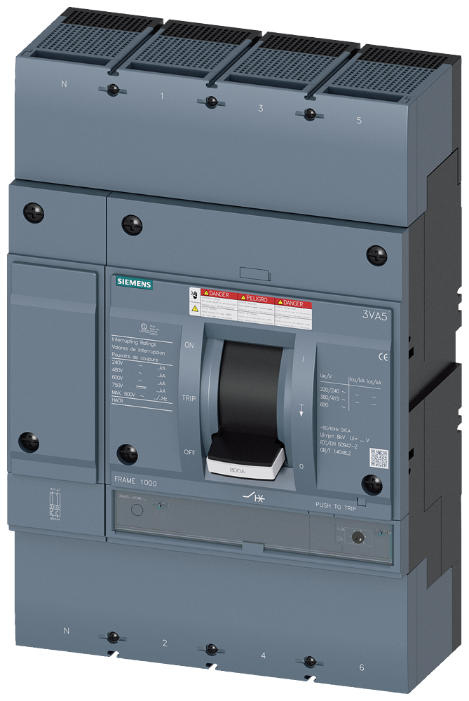 DISJUNTOR UL FRAME 800 700 A DE 4 POLOS 35 KA TM FTAM AB 3VA55705EC462AA0 SIEMENS